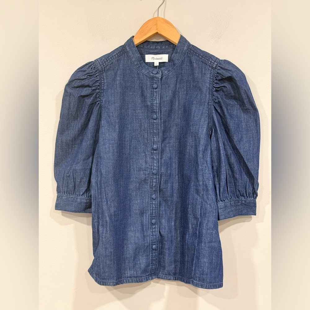 Madewell Denim Button-Down Blouse in Deep Blue NWT